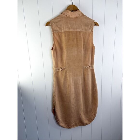 Anthro LEVEL 99 Tan Tencel Button Down Sleeveless Shirt Dress Sz S $112 - Picture 8 of 9